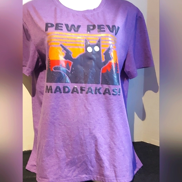 πββ¬οΈπββ¬οΈExtra Large Purple Pew Pew Badass Cat t-shirt πββ¬οΈπββ¬οΈπ― - Picture 1 of 4